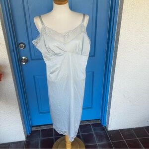Vintage Nancy King Sheer Blue Lace Slip, adjustable Straps, Marked Size 46